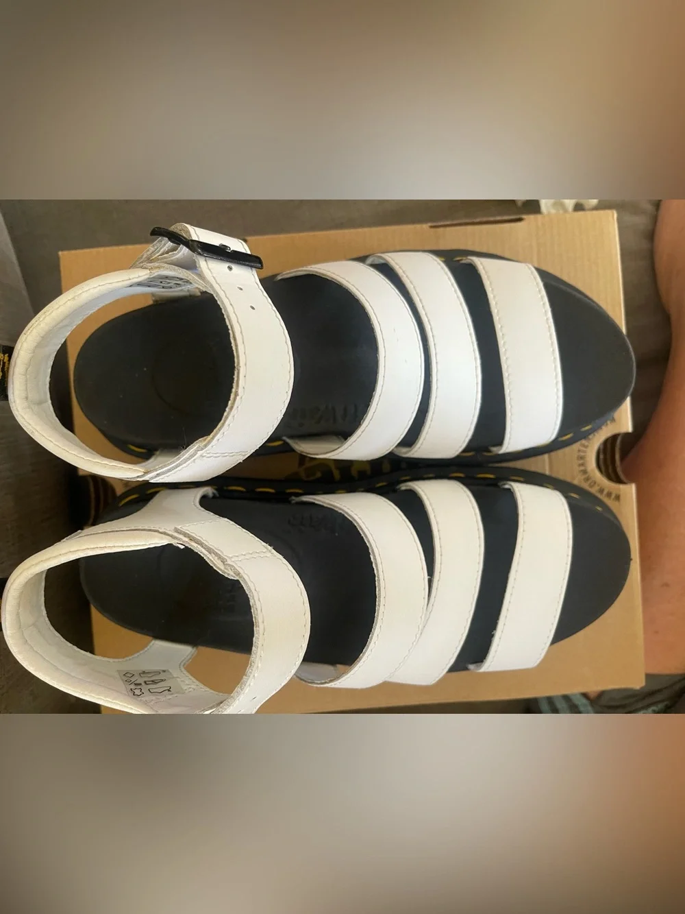 New Dr. Martens Blaire White Hydro Leather Sandals - Picture 4 of 11